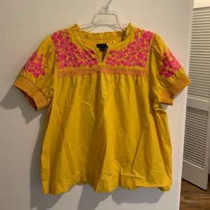 EUC J. Crew embroidered blouse XL